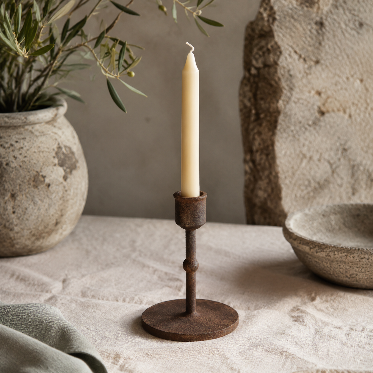 Rust-Iron Candle Holder
